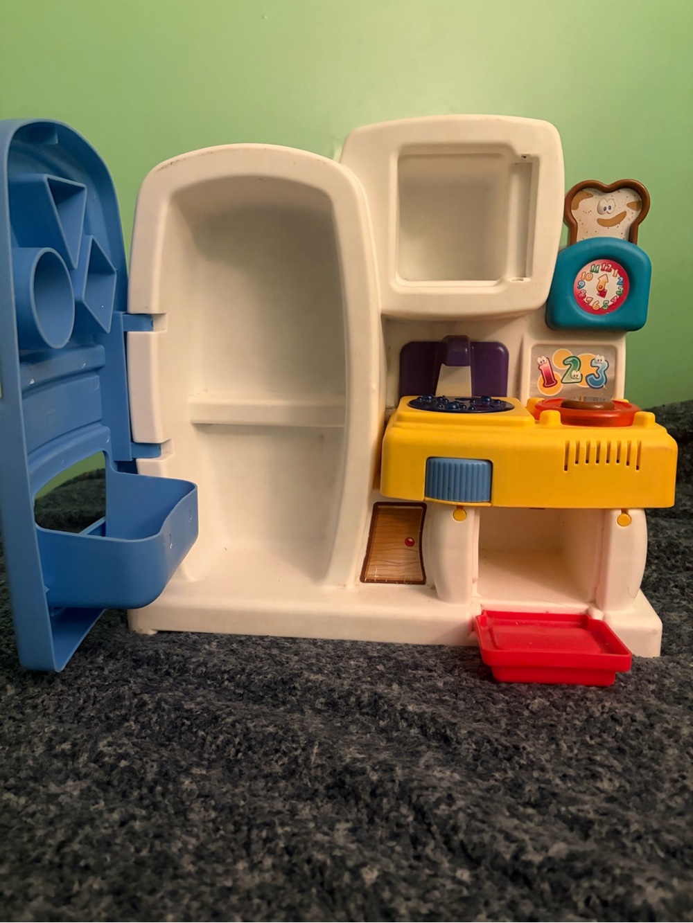Kids Play Kitchen & Refrigerator Toy - White, Blue, Yellow